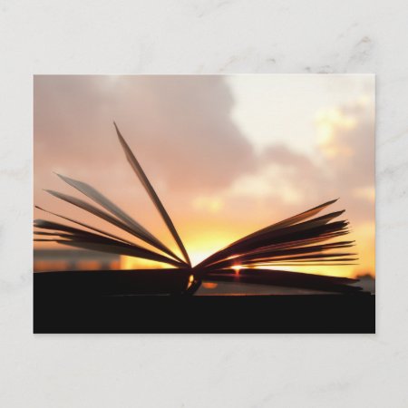 Open Book And Sunset Photograph Postcard