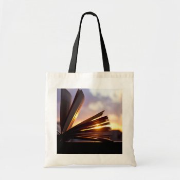 Open Book And Sunset Photography Tote Bag by RosaAzulStudio at Zazzle