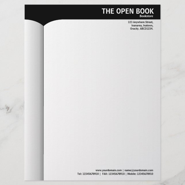Open Book - Black Letterhead (Front)
