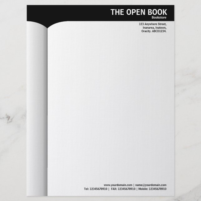 Open Book - Black Letterhead (Front)