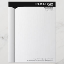 Open Book - Black (Speckled Paper) Letterhead