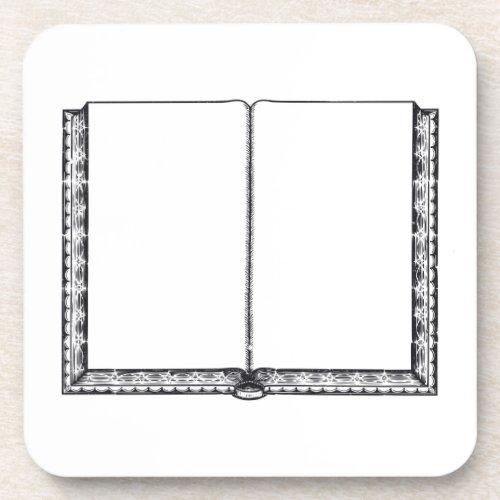 Open Book Blank Pages Drink Coaster