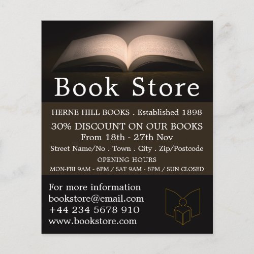 Open Book Book Store Advertising Flyer