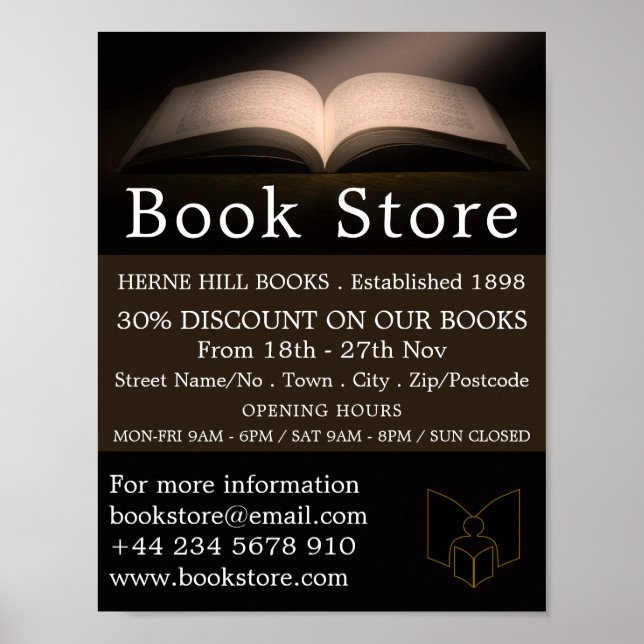 Open Book, Book Store Advertising Poster (Front)