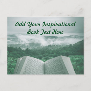 Open Book Customize Text Green Trees Postcard