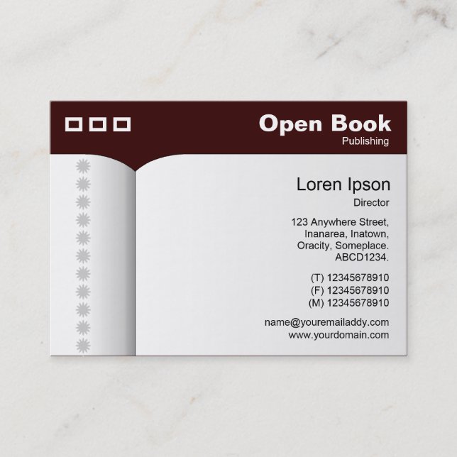 Open Book - Dark Brown 330000 Business Card (Front)