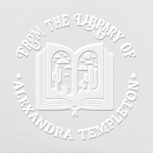 Open Book Desert Landscape Pages Library Book Name Embosser (Design)