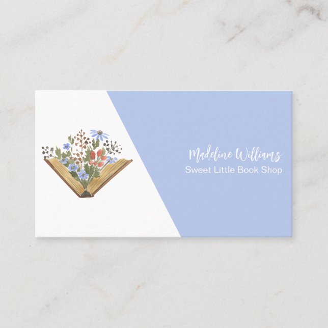 Open Book Flowers Book Shop Business Card (Front)