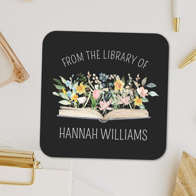 Open Book Flowers From the Library of Bookplate (Close up)