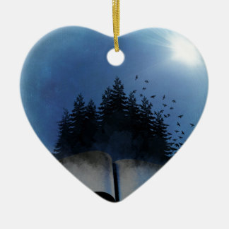 Open Book Forest Ceramic Ornament