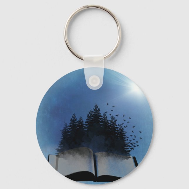 Open Book Forest Keychain (Front)