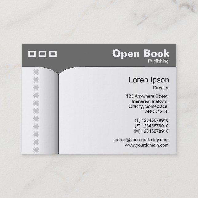 Open Book - Gray 666666 Business Card (Front)