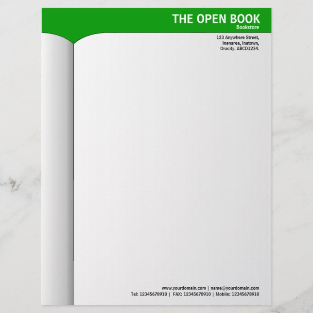 Open Book - Green 009900 Letterhead (Front)