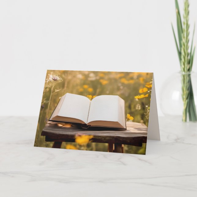 Open Book In Wildflowers Birthday Card (Front)