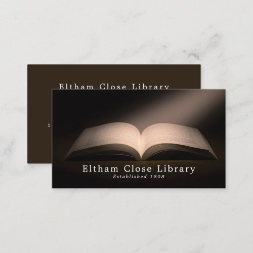 Open Book Librarian Library Business Card