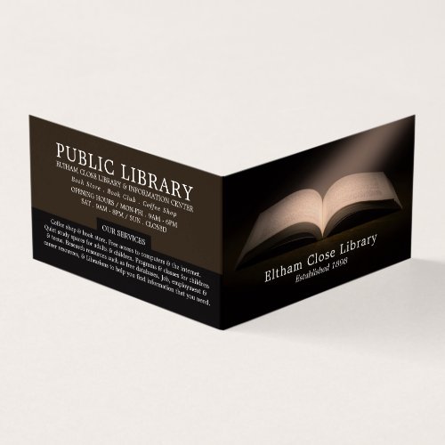 Open Book Library Librarian Detailed Business Card
