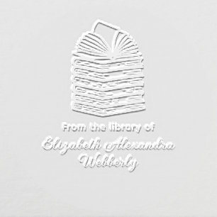 Open Book on Book Stack R2 Library Script Name Embosser