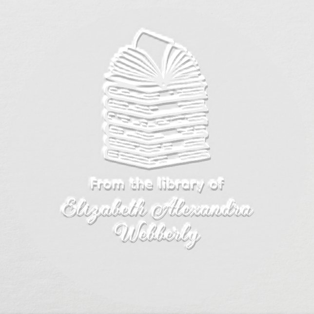 Open Book on Book Stack R2 Library Script Name Embosser (Design)