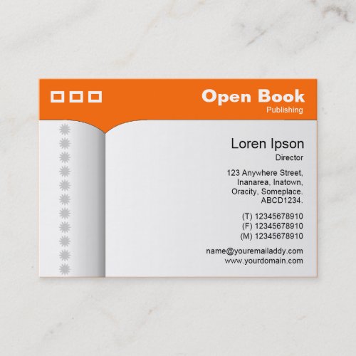 Open Book - Orange FF6600 Business Card Template