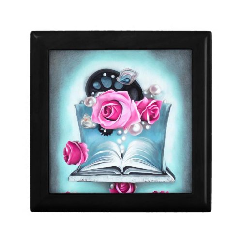 Open Book Pearls  Roses Gift Box