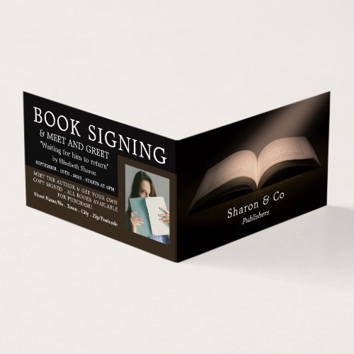 Open Book Publisher Writer Book Signing Business Card