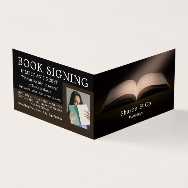 Open Book, Publisher, Writer Book Signing Business Card (Outside)