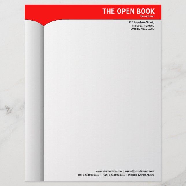 Open Book - Red Letterhead (Front)