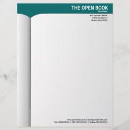 Open Book - Teal Green 006666 Letterhead