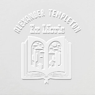 Open Book w/ Desert Landscape Pages “Ex Libris” #2 Embosser