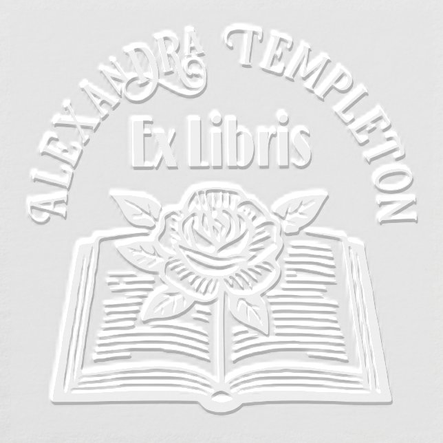 Open Book with Rose #2PS with Ex Libris Name Embosser (Design)