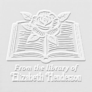 Open Book with Rose #2PS with Library Book Name Embosser
