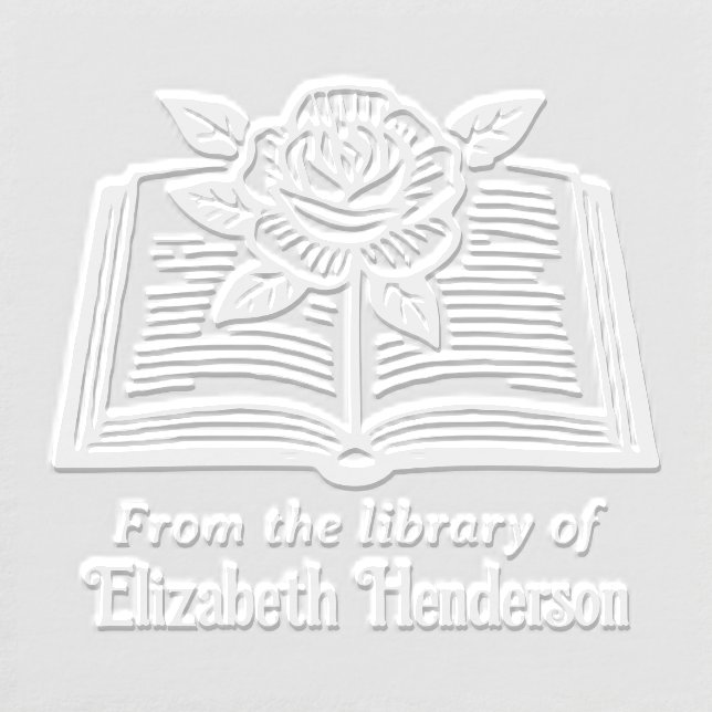 Open Book with Rose #2PS with Library Book Name Embosser (Design)