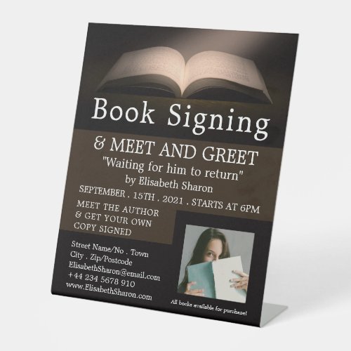 Open Book Writers Book Signing Advertising Pedestal Sign