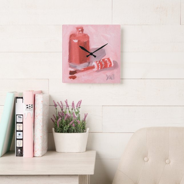 Open Bottle Square Wall Clock (Reading Room)