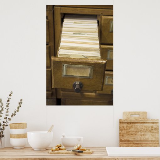 Open Card Catalog Poster Zazzle