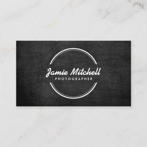Customizable OPEN CIRCLE LOGO on BLACK WOOD Business Card Template