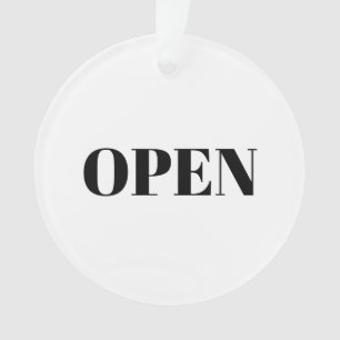 Open / Closed black white two sided store business Ornament