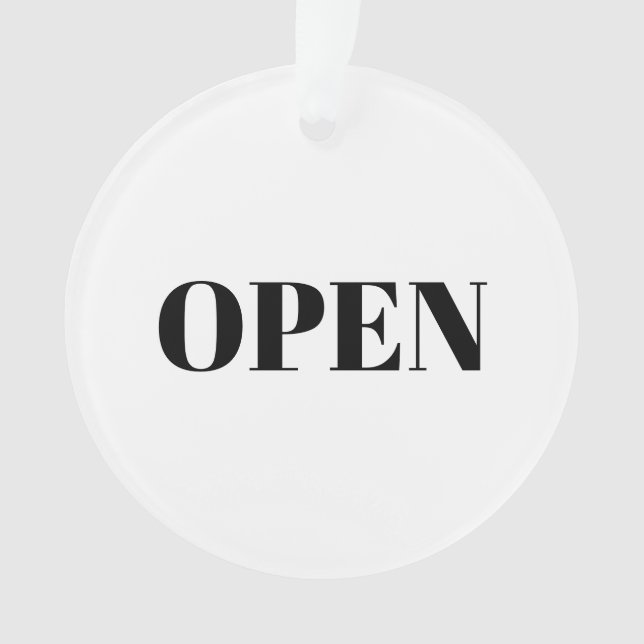 Open / Closed black white two sided store business Ornament (Front)