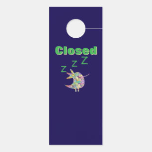 OPEN / CLOSED Dk Blue Door Hanger