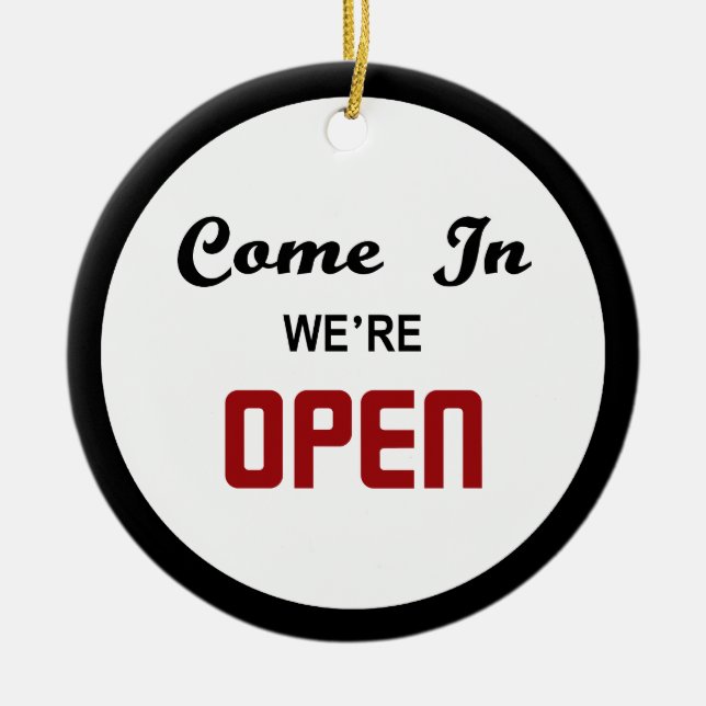Open Closed Door Hanger Ceramic Ornament (Front)