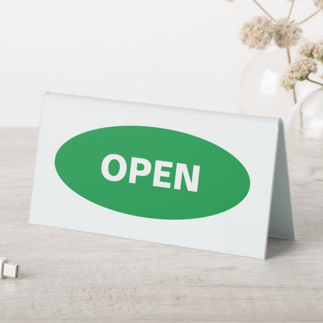 Open Closed Green Red Front Desk Table Tent (In SItu (Table))