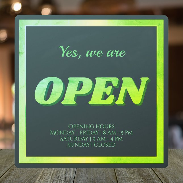 Open closed sign opening hours Yard Sign (Creator Uploaded)