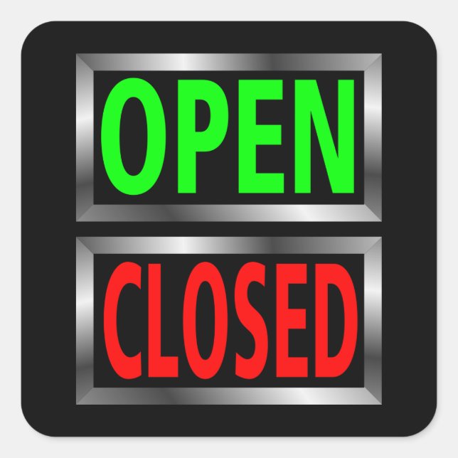 Open Closed Signs Vector Clipart Square Sticker (Front)