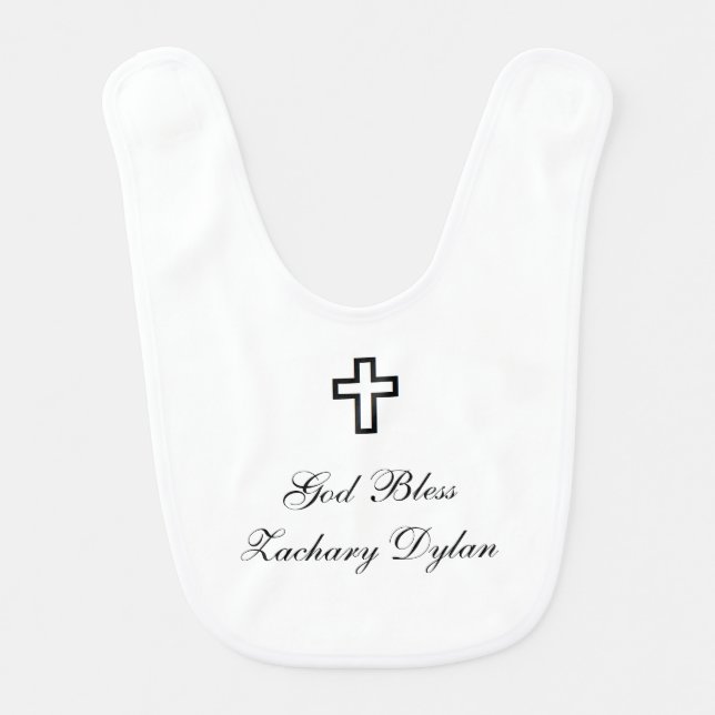 "Open Cross" Personalized Baby Bib (Front)