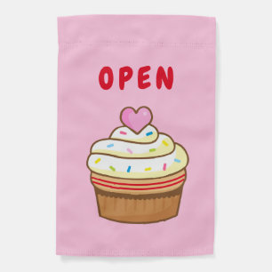 OPEN cupcake bakery garden flag