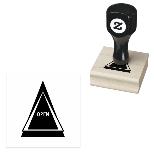 OPEN Custom Printed Eye Catching Deep Purple Ink  Rubber Stamp (Stamped)