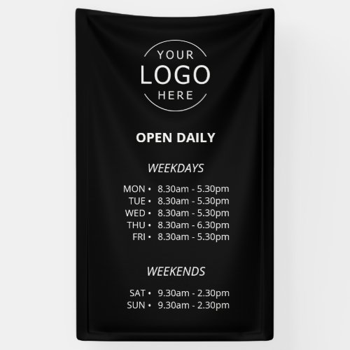 Open Daily Business Hours Your Logo Store Sign