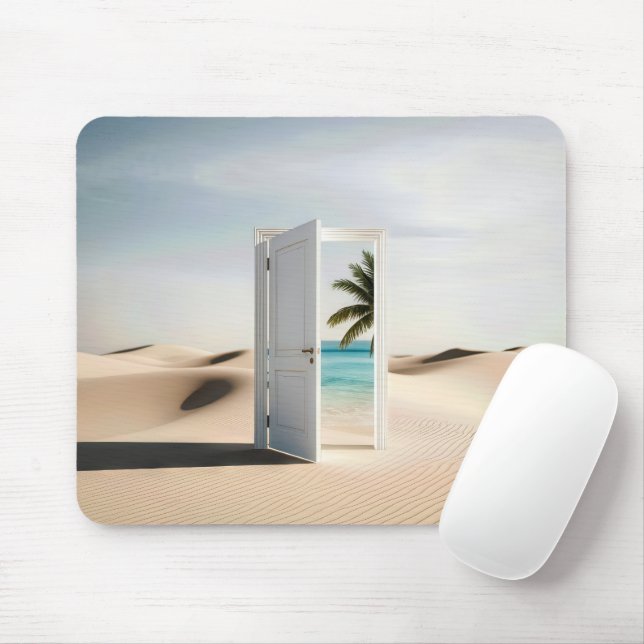 Open Desert Door With Tropical Oasis Mouse Pad (With Mouse)