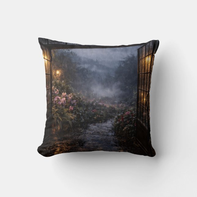Open Door Garden Throw Pillow (Front)