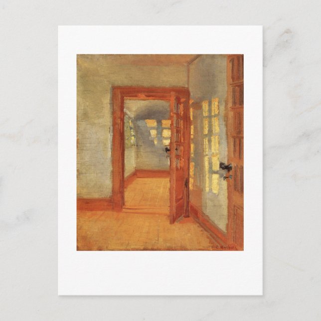 Open door sunny impressionist interior Anna Ancher Postcard (Front)